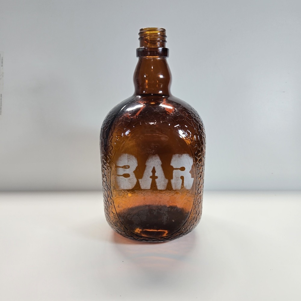 Vintage Amber Liquor Bottle Scotland United Glass Bar Decor